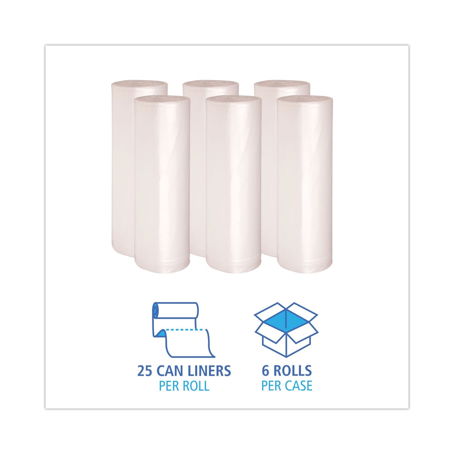 Boardwalk High-Density Can Liners, 56 gal, 19 microns, 43" x 47", Natural, 150/Carton