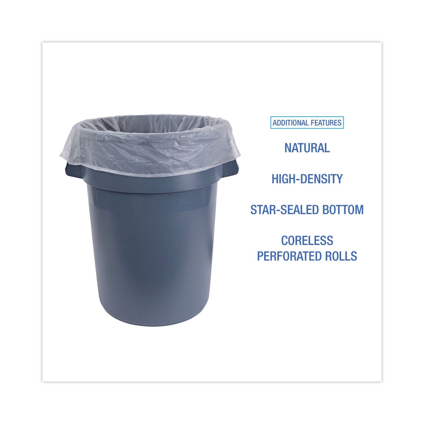 Boardwalk High-Density Can Liners, 56 gal, 19 microns, 43" x 47", Natural, 150/Carton