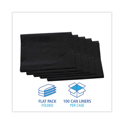 Boardwalk Linear Low Density Industrial Can Liners, 60 gal, 1.7 mil, 38 x 58, Black, 100/Carton