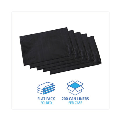 Boardwalk Linear Low Density Industrial Can Liners, 33 gal, 0.6 mil, 33 x 39, Black, 200/Carton
