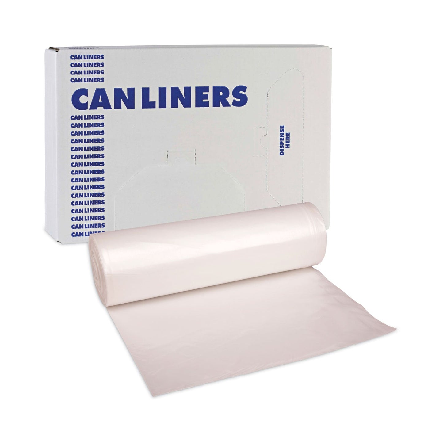 Boardwalk High Density Industrial Can Liners Coreless Rolls, 45 gal, 16 microns, 40 x 48, Natural, 10 Rolls of 25 Bags