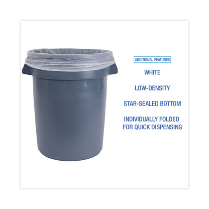 Boardwalk Linear Low Density Industrial Can Liners, 30 gal, 0.7 mil, 30 x 36, White, 200/Carton