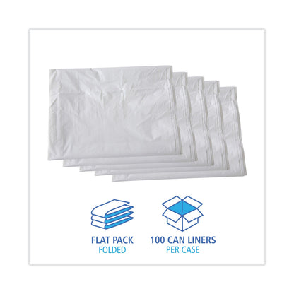 Boardwalk Linear Low Density Industrial Can Liners, 60 gal, 0.9 mil, 38 x 58, White, 100/Carton