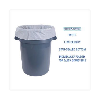 Boardwalk Linear Low Density Industrial Can Liners, 45 gal, 0.9 mil, 40 x 46, White, 100/Carton