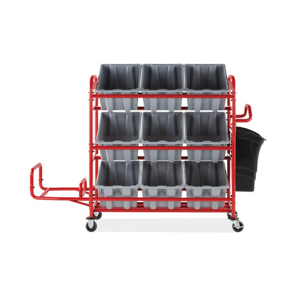 Rubbermaid Tote Picking Cart Storage Bracket, For Use w/Rubbermaid Commercial Tote Picking Cart, Tubular Steel, 18.5 x 21.7 x 13.9, Red