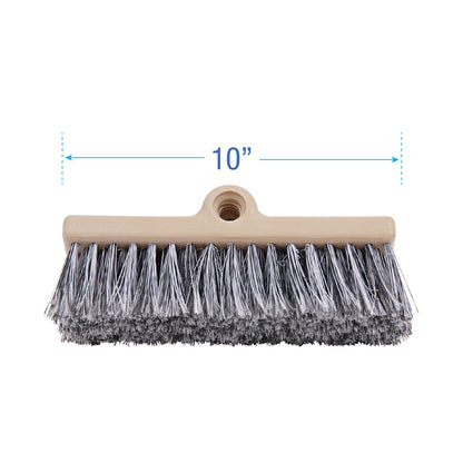 Boardwalk Dual-Surface Black Polypropylene Bristles, 10" Brush, Brown Plastic Handle