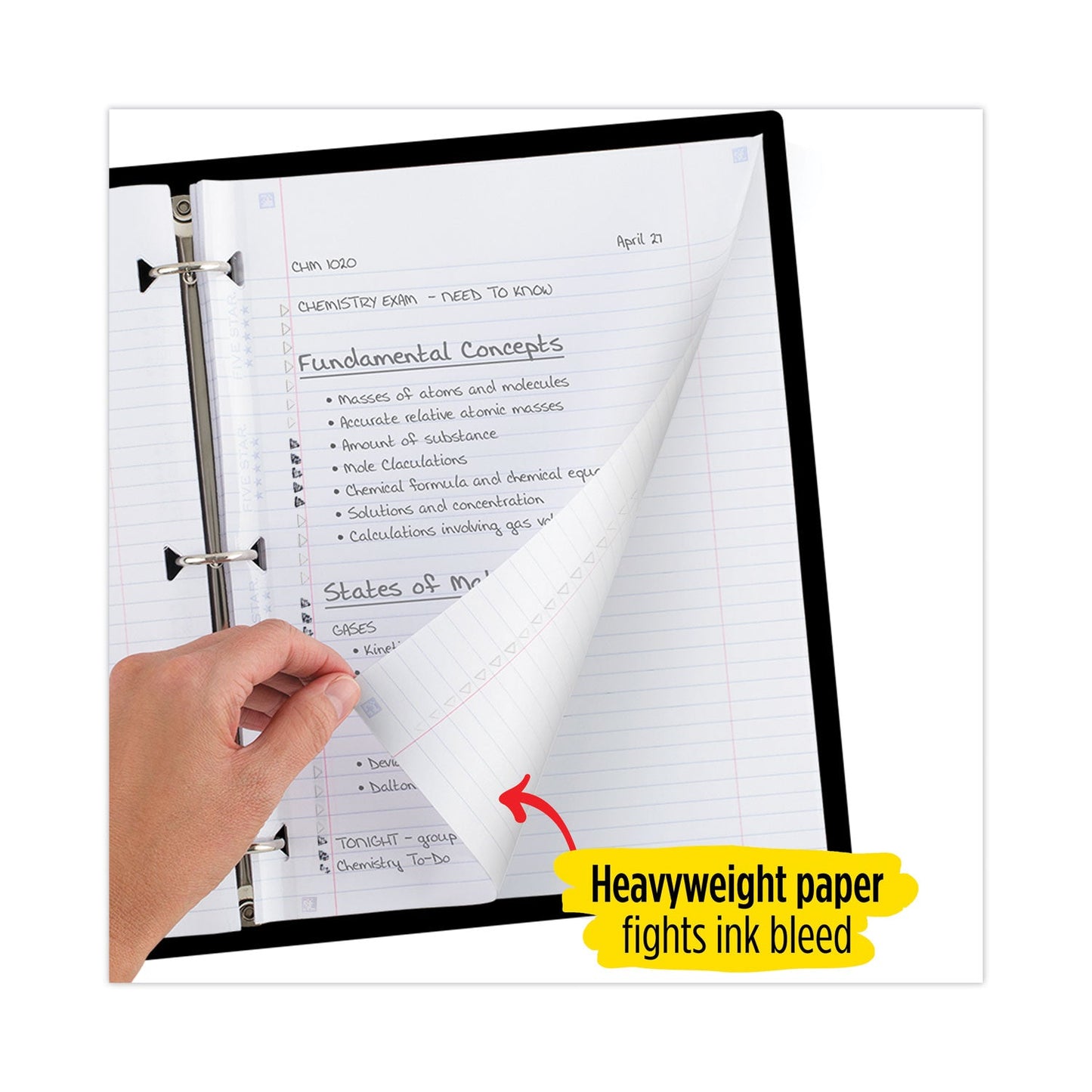 Five Star Reinforced Filler Paper, 3-Hole, 8.5 x 11, College Rule, 100/Pack