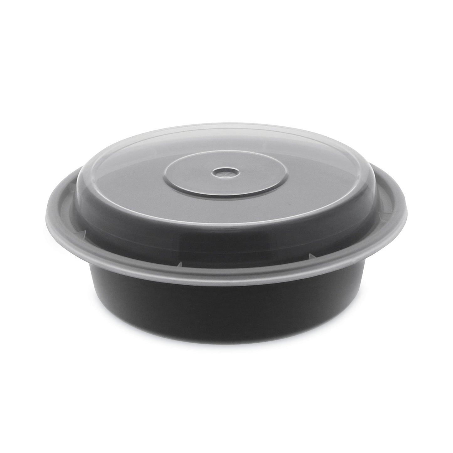 Pactiv Evergreen Newspring VERSAtainer Microwavable Containers, 16 oz, 6" Diameter, Black/Clear, Plastic, 150/Carton