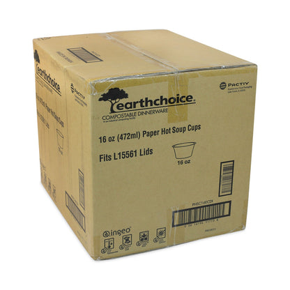 Pactiv Evergreen EarthChoice Compostable Soup Cup Large, 16 oz, 3.63" Diameter x 3.88"h, Green, Paper, 500/Carton