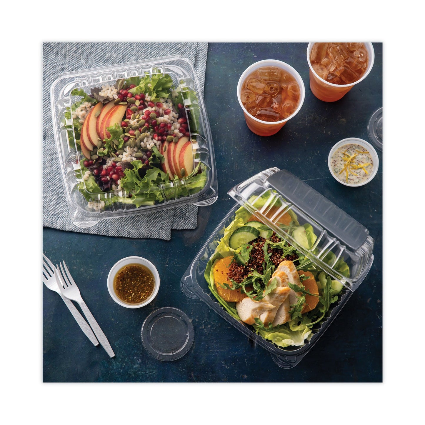 Pactiv Evergreen SENSATION SmartLock Hinged Lid Container, 8.34 x 8.24 x 3.05, Clear, Plastic, 200/Carton