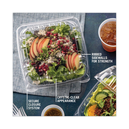 Pactiv Evergreen SENSATION SmartLock Hinged Lid Container, 8.34 x 8.24 x 3.05, Clear, Plastic, 200/Carton