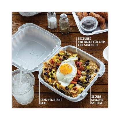 Pactiv Evergreen EarthChoice SmartLock Microwavable MFPP Hinged Lid Container, 8.31 x 8.35 x 3.1, White, Plastic, 200/Carton