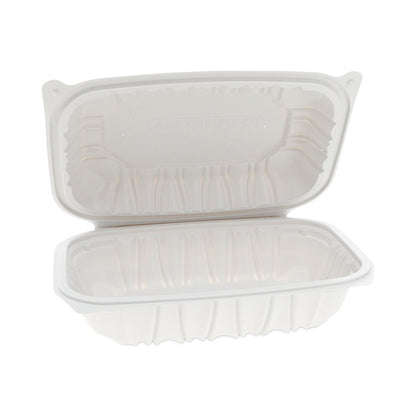 Pactiv Evergreen EarthChoice Vented Microwavable MFPP Hinged Lid Container, 9 x 6 x 2.75, White, Plastic, 170/Carton