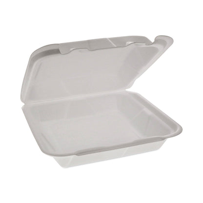Pactiv Evergreen Foam Hinged Lid Container, Dual Tab Lock Happy Face, 8 x 7.75 x 2.25, White, 200/Carton