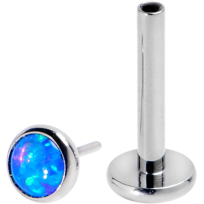 16G 5/16 Blue Synthetic Opal G23 Titanium Threadless Push In Labret