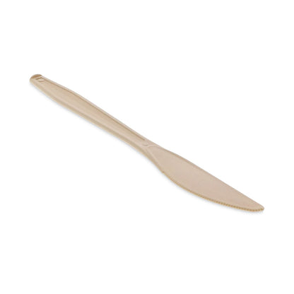 Pactiv Evergreen EarthChoice PSM Cutlery, Heavyweight, Knife, 7.5", Tan, 1,000/Carton
