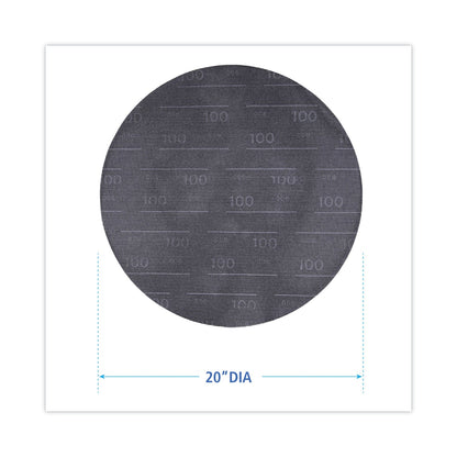 Boardwalk Sanding Screens, 20" Diameter, 100 Grit, Black, 10/Carton
