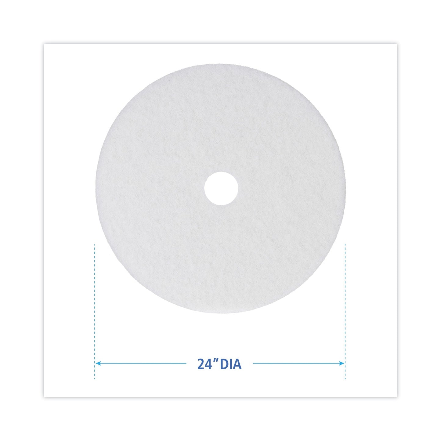 Boardwalk Polishing Floor Pads, 24" Diameter, White, 5/Carton