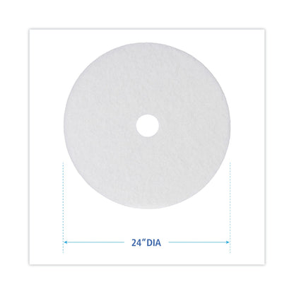 Boardwalk Polishing Floor Pads, 24" Diameter, White, 5/Carton