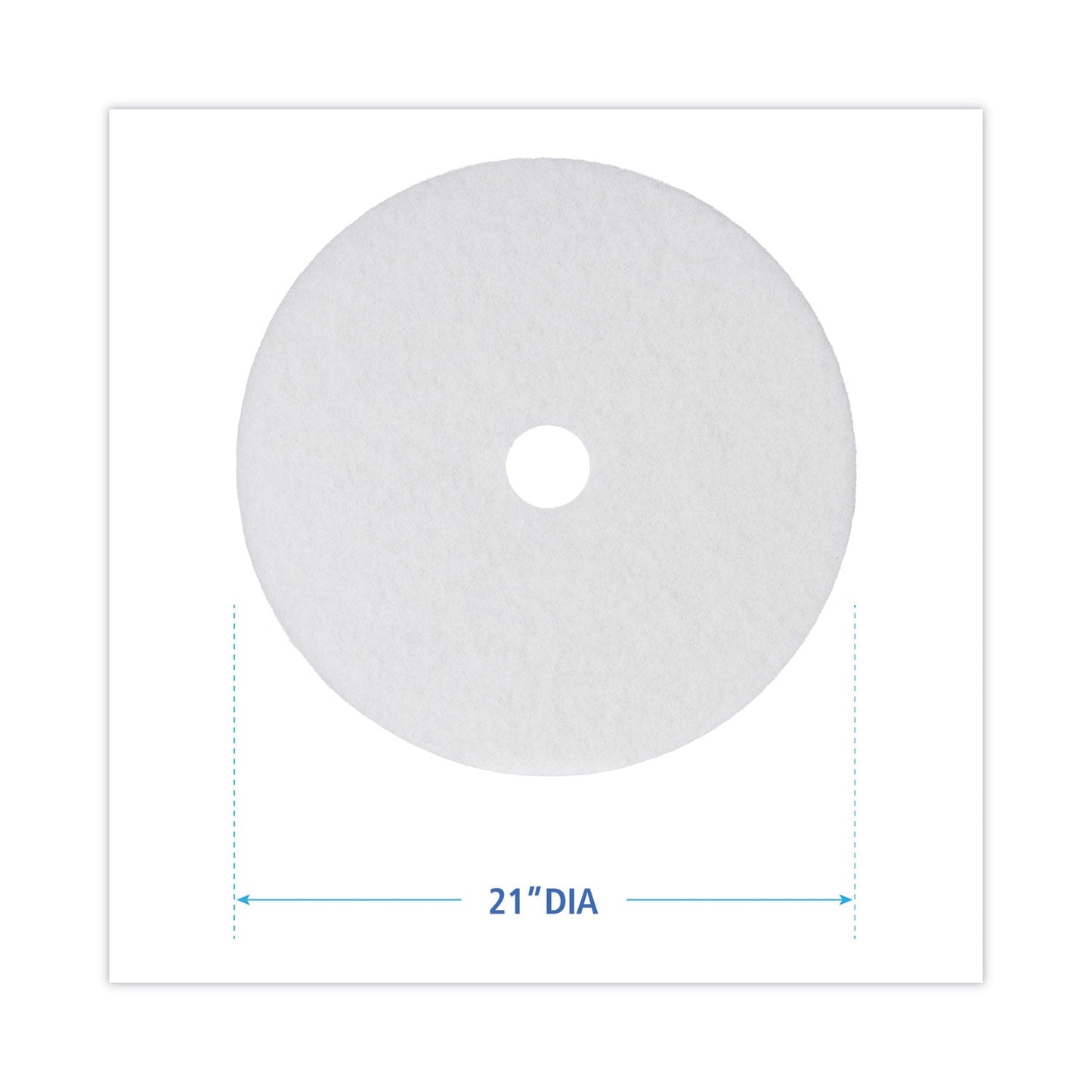 Boardwalk Polishing Floor Pads, 21" Diameter, White, 5/Carton