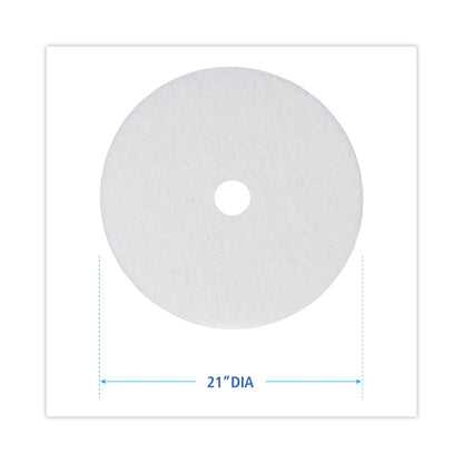 Boardwalk Polishing Floor Pads, 21" Diameter, White, 5/Carton