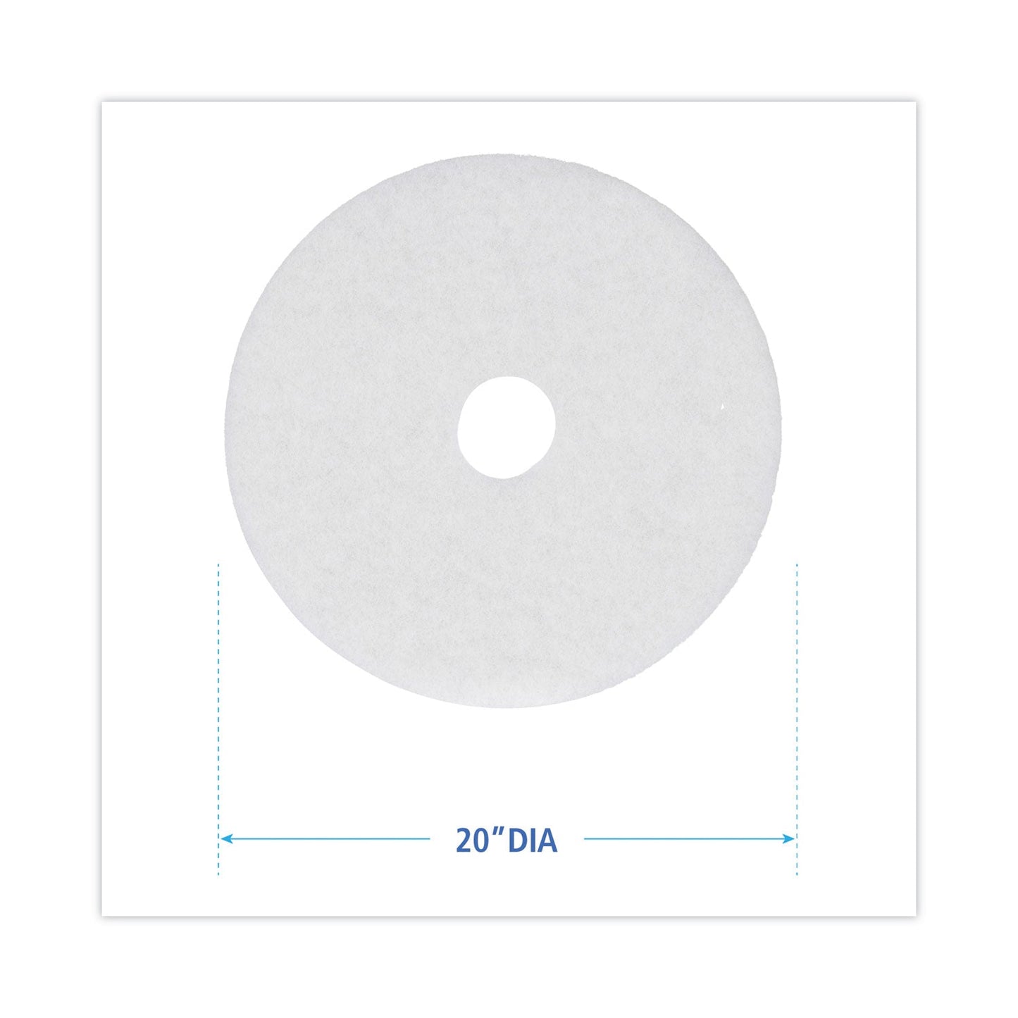 Boardwalk Polishing Floor Pads, 20" Diameter, White, 5/Carton