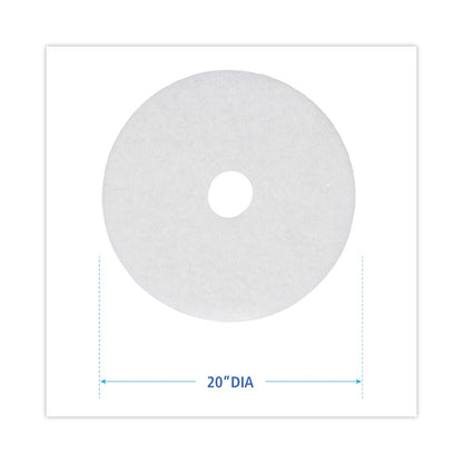 Boardwalk Polishing Floor Pads, 20" Diameter, White, 5/Carton