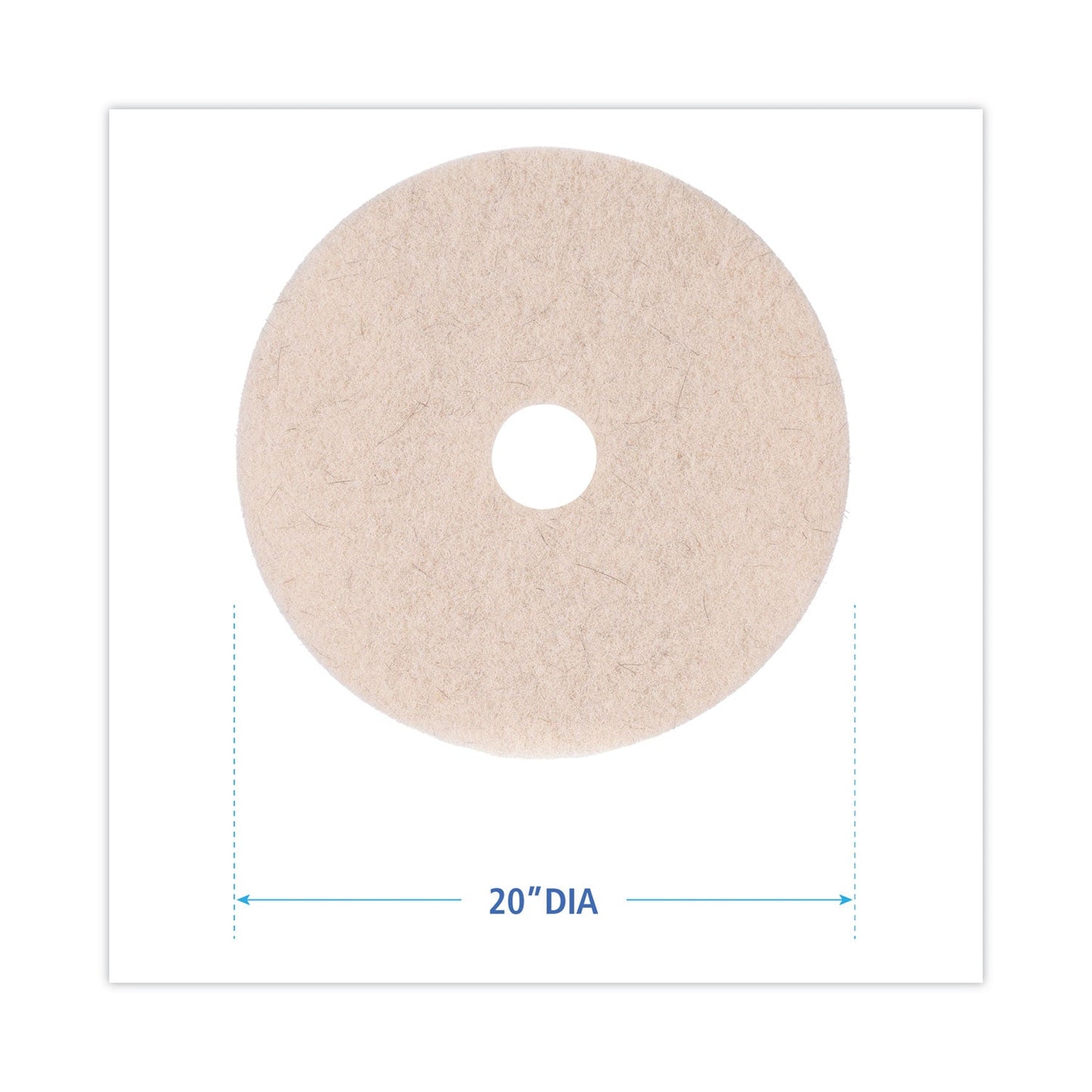 Boardwalk Natural Hog Hair Burnishing Floor Pads, 20" Diameter, Tan, 5/Carton