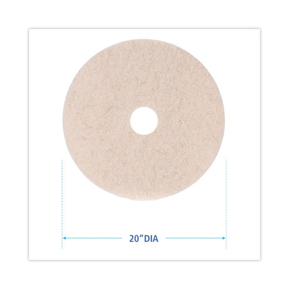 Boardwalk Natural Hog Hair Burnishing Floor Pads, 20" Diameter, Tan, 5/Carton