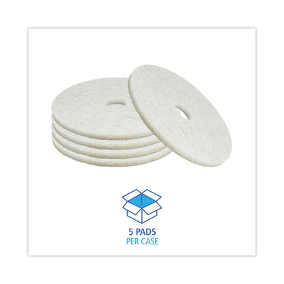 Boardwalk Natural Burnishing Floor Pads, 20" Diameter, White, 5/Carton