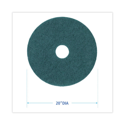 Boardwalk Heavy-Duty Scrubbing Floor Pads, 20" Diameter, Green, 5/Carton