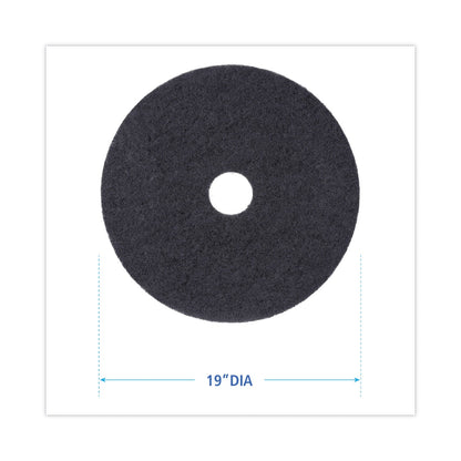 Boardwalk Stripping Floor Pads, 19" Diameter, Black, 5/Carton
