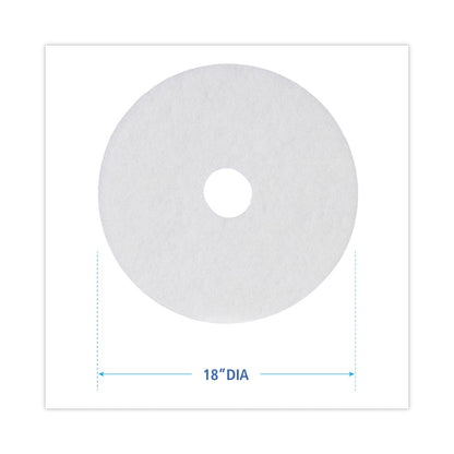 Boardwalk Polishing Floor Pads, 18" Diameter, White, 5/Carton