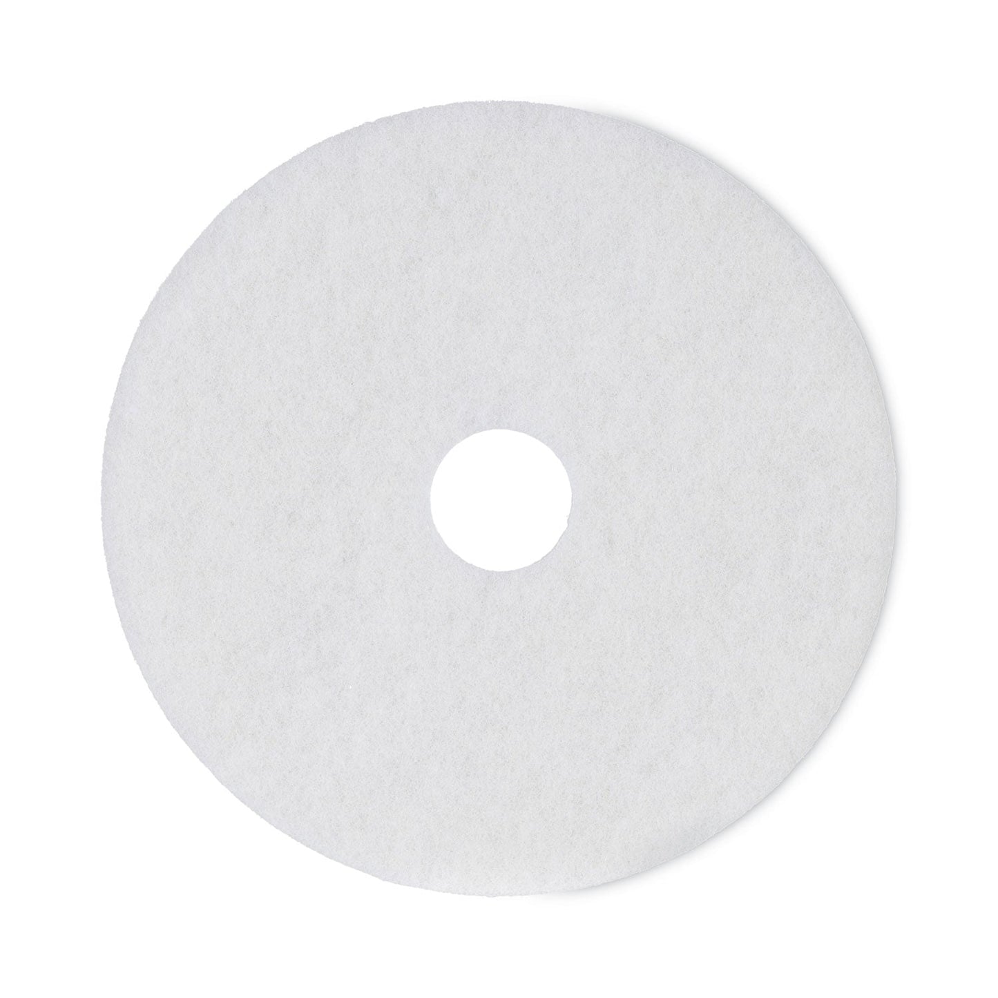 Boardwalk Polishing Floor Pads, 18" Diameter, White, 5/Carton