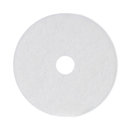 Boardwalk Polishing Floor Pads, 18" Diameter, White, 5/Carton