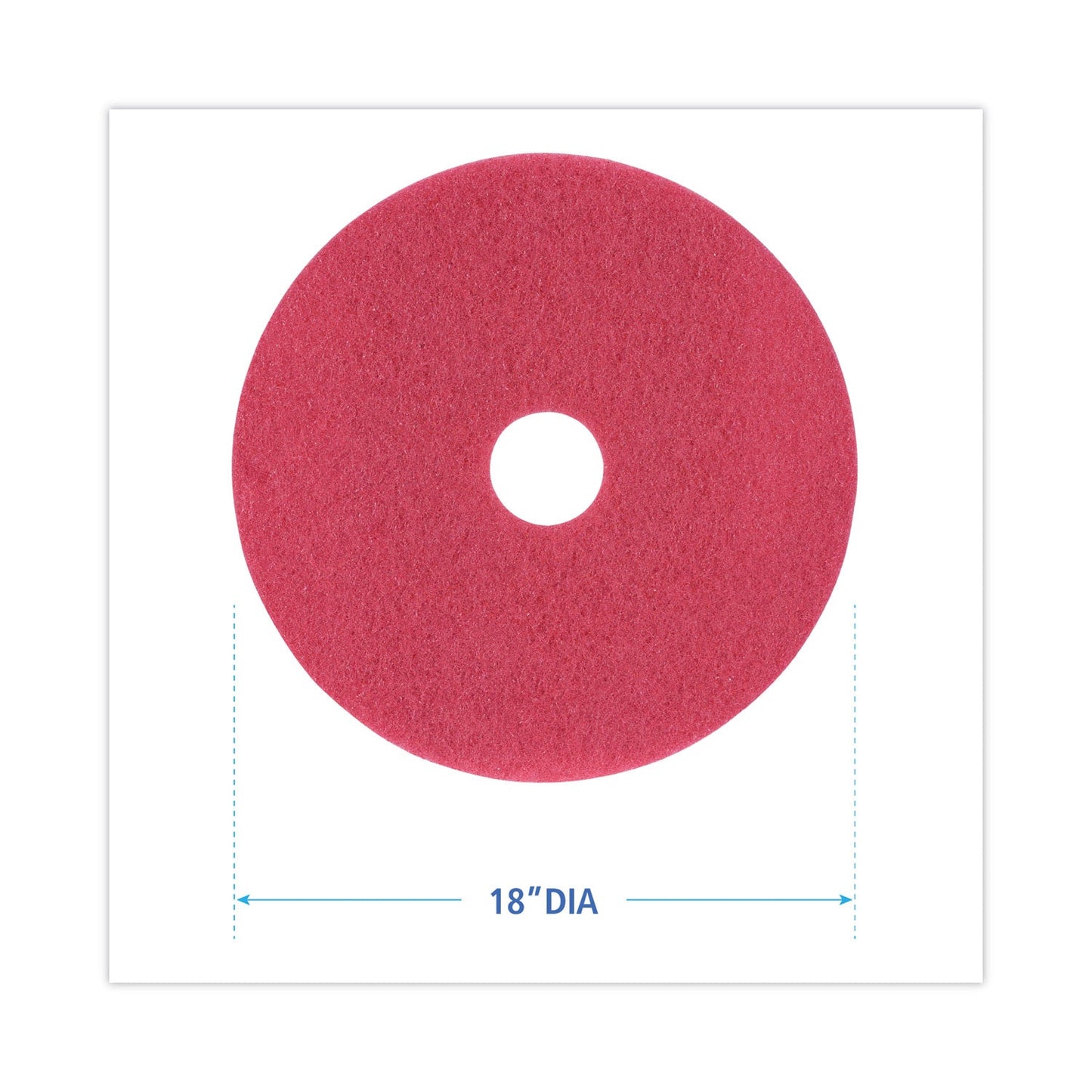 Boardwalk Buffing Floor Pads, 18" Diameter, Red, 5/Carton