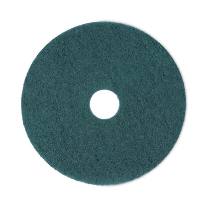 Boardwalk Heavy-Duty Scrubbing Floor Pads, 18" Diameter, Green, 5/Carton