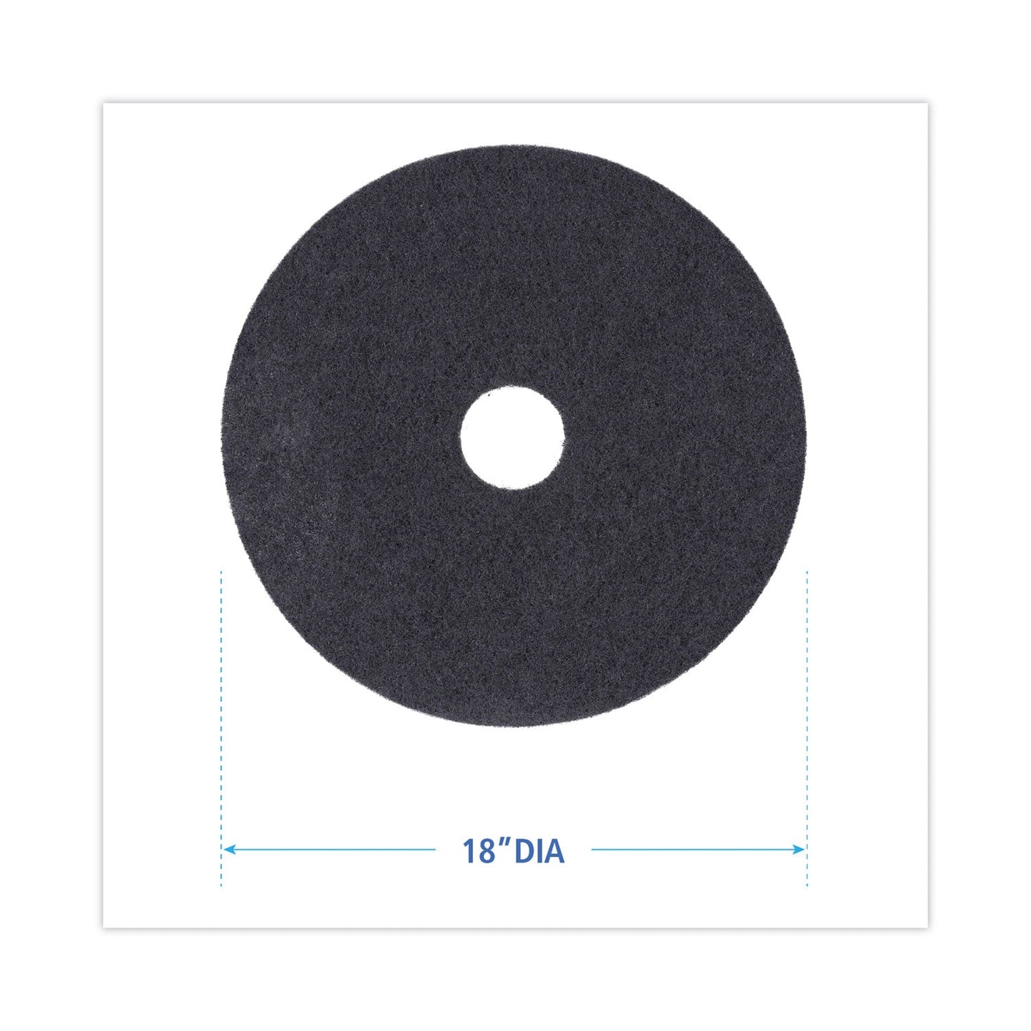 Boardwalk Stripping Floor Pads, 18" Diameter, Black, 5/Carton