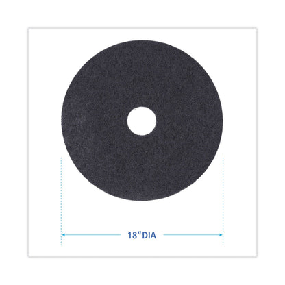 Boardwalk Stripping Floor Pads, 18" Diameter, Black, 5/Carton