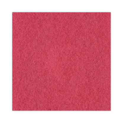 Boardwalk Buffing Floor Pads, 17" Diameter, Red, 5/Carton