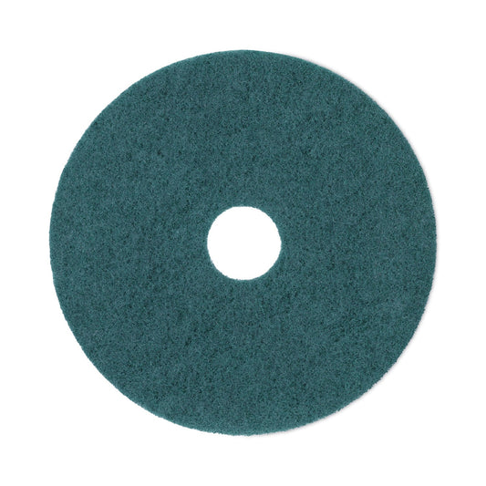 Boardwalk Heavy-Duty Scrubbing Floor Pads, 17" Diameter, Green, 5/Carton
