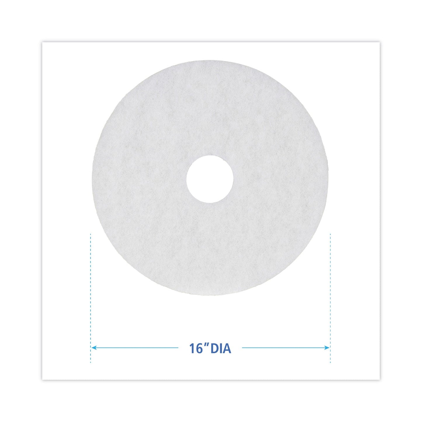 Boardwalk Polishing Floor Pads, 16" Diameter, White, 5/Carton
