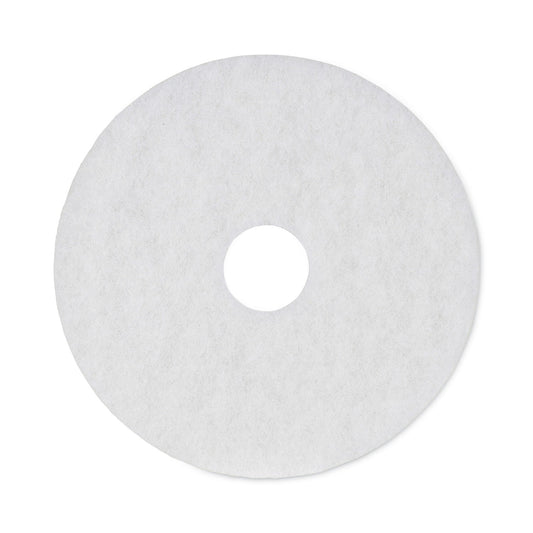 Boardwalk Polishing Floor Pads, 16" Diameter, White, 5/Carton