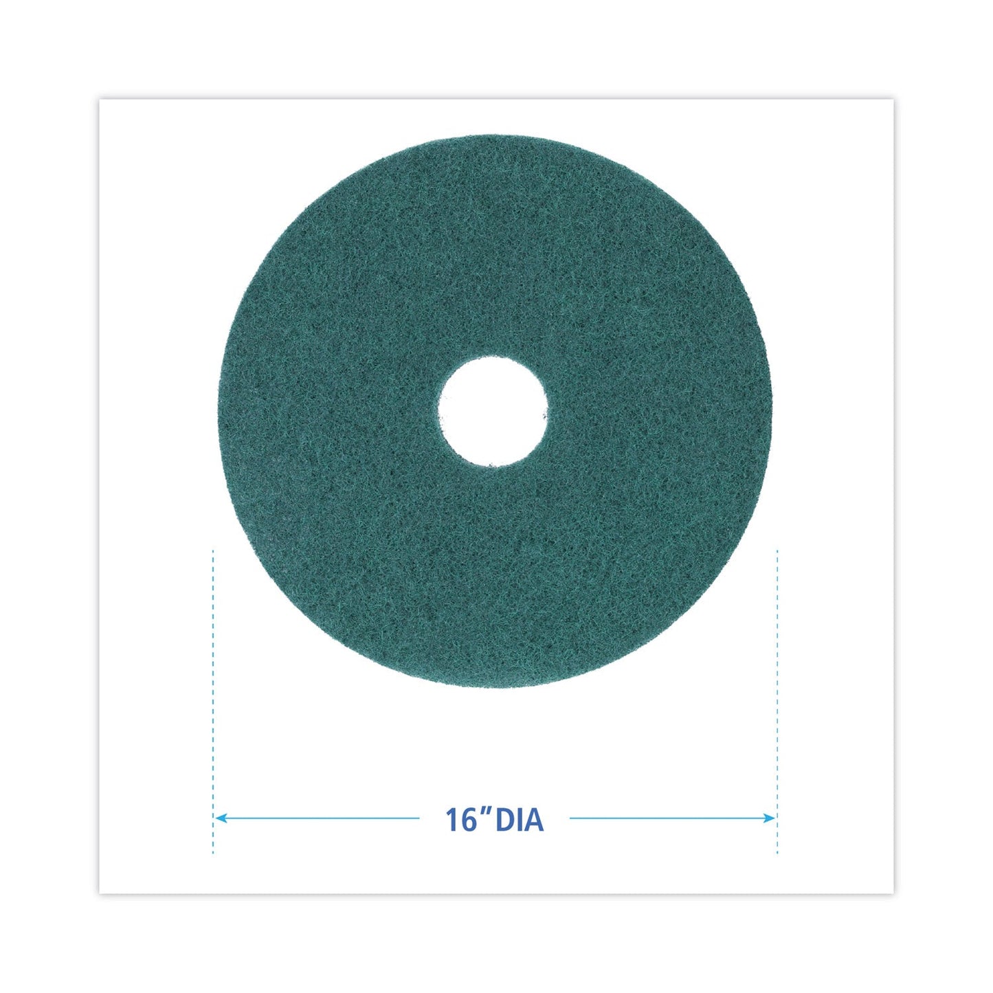 Boardwalk Heavy-Duty Scrubbing Floor Pads, 16" Diameter, Green, 5/Carton