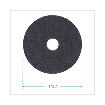 Boardwalk Stripping Floor Pads, 16" Diameter, Black, 5/Carton