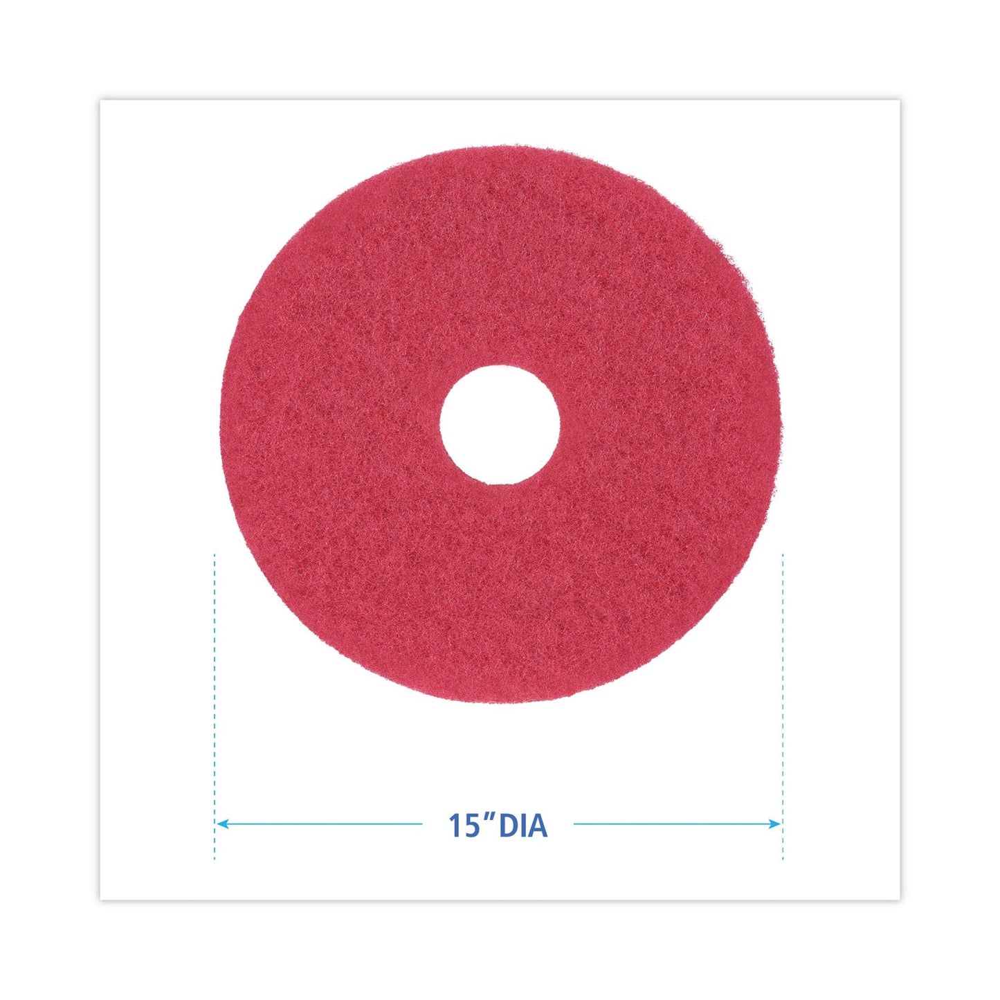 Boardwalk Buffing Floor Pads, 15" Diameter, Red, 5/Carton