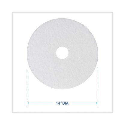 Boardwalk Polishing Floor Pads, 14" Diameter, White, 5/Carton