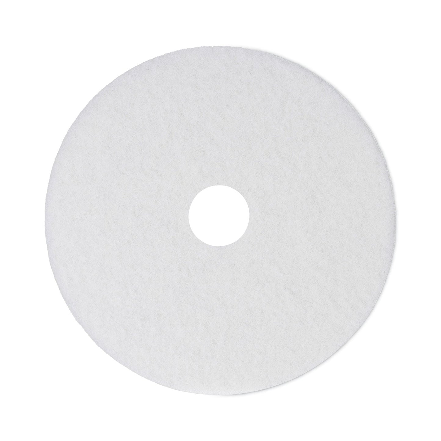 Boardwalk Polishing Floor Pads, 14" Diameter, White, 5/Carton
