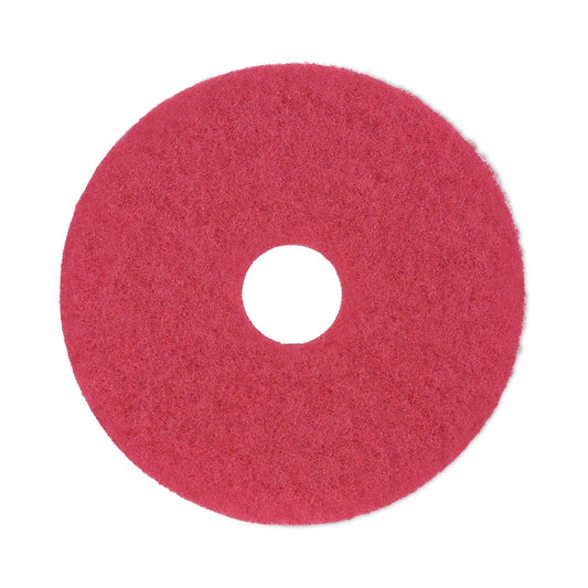 Boardwalk Buffing Floor Pads, 14" Diameter, Red, 5/Carton