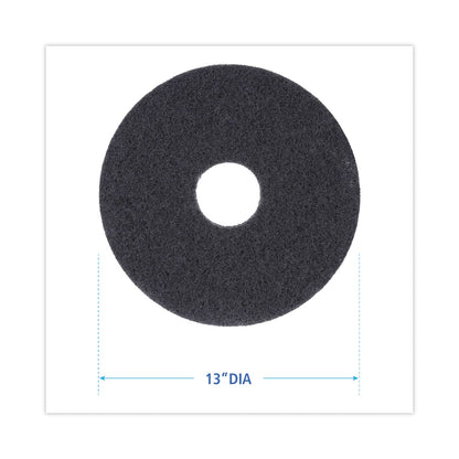 Boardwalk Stripping Floor Pads, 13" Diameter, Black, 5/Carton